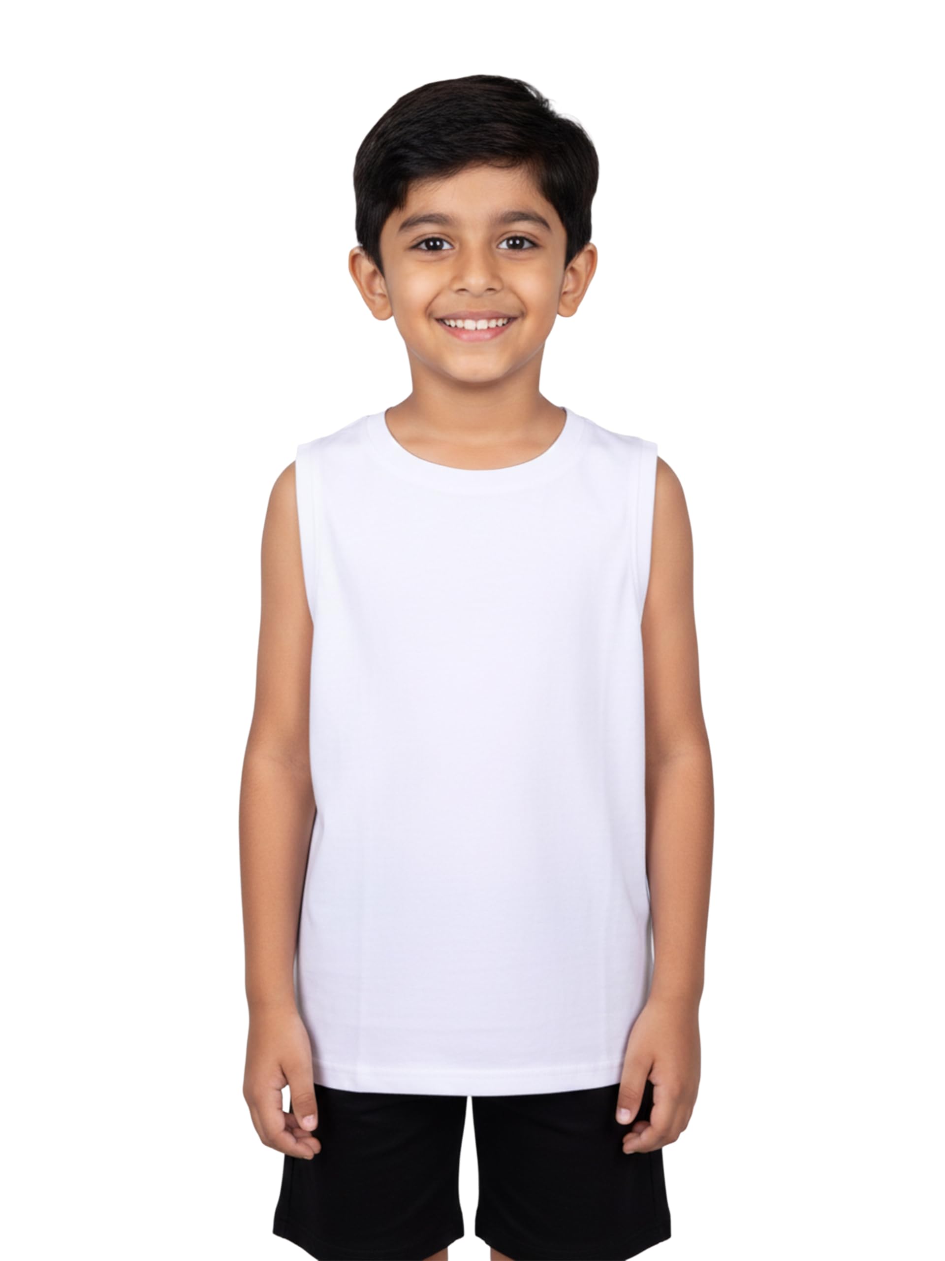 KiddoPanti Kids Boys Sleeveless Cotton T-Shirt | 100% Cotton Single Jersey Knit | Round Neck Solid Casual Vest Tee | Soft & Breathable Summer Wear for Kids-picture-22