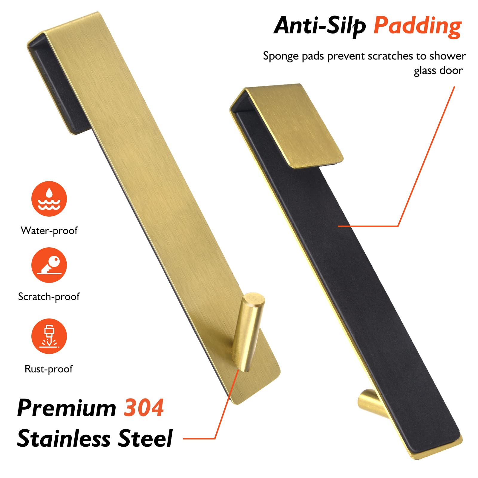 Lot De 2 Crochets De Porte De Douche (19,1 Cm) Pour Porte De Douche En