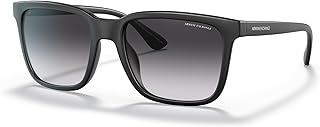 Armani Exchange A|X Mens AX4112SU Universal Fit Rectangular Sunglasses, Matte Black/Grey Gradient, 55 mm