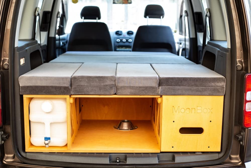 Moonbox Campingbox 115cm Modify für Minivans | mit Campingküche, Schlafsystem & Tisch | für Fahrzeuge mit Mind. 115cm Breite im Kofferraum