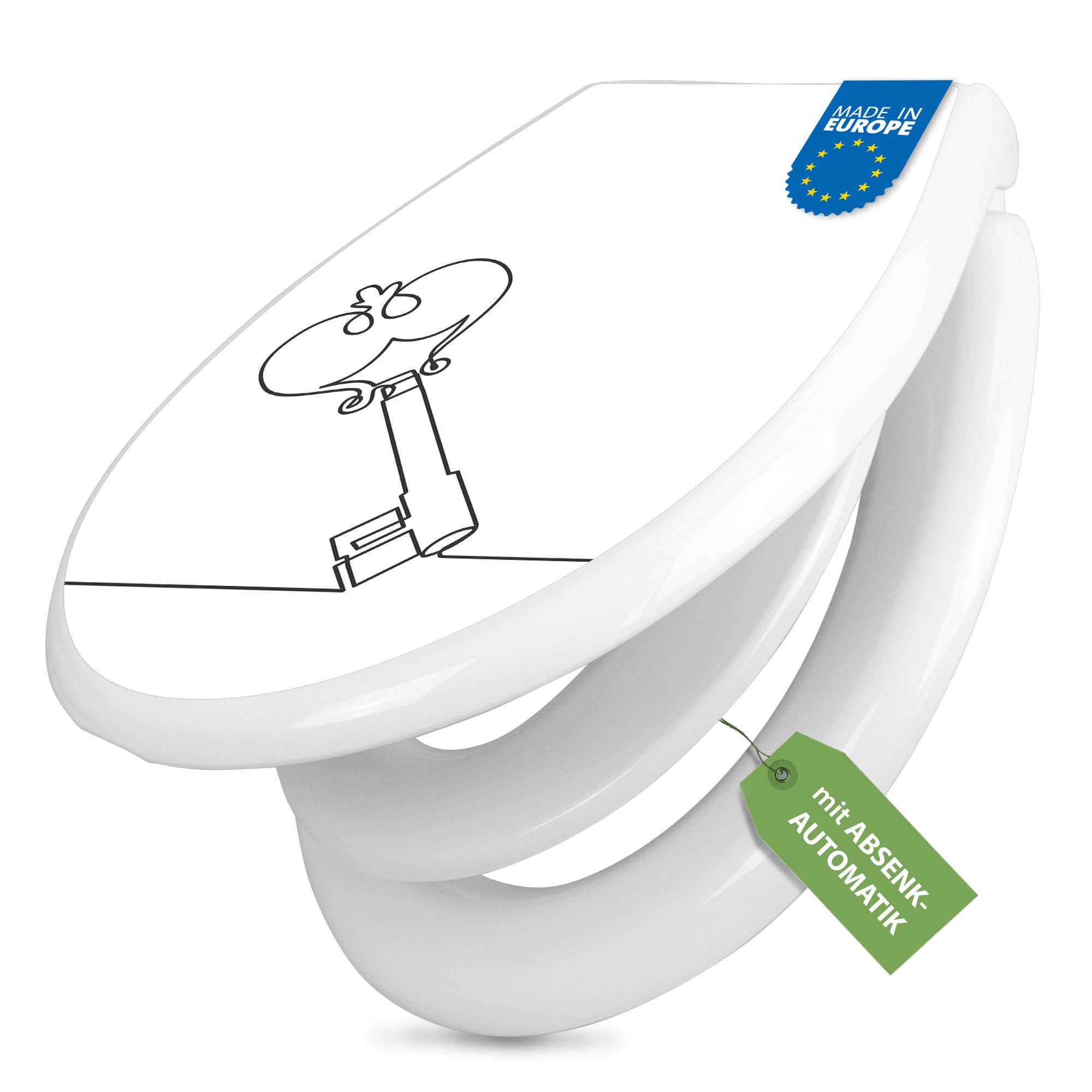 banjado Familien WC Sitz mit Absenkautomatik 44,9x37,1cm - Klobrille mit Kindersitz aus hochwertigem Polypropylen - Toilettendeckel mit Kinder Toilettensitz integriert - Motiv Hausherrin Schlüssel 2