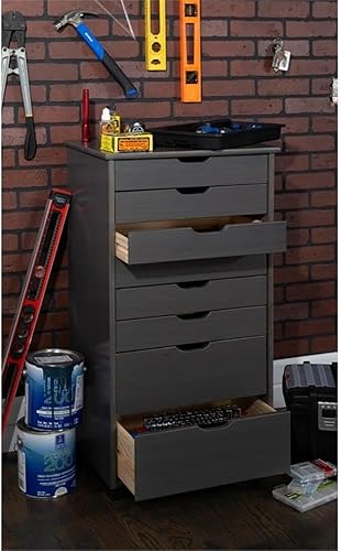 Miniatura 2 de Linon Callie - Carrito de almacenamiento con ruedas con ocho cajones en madera gris