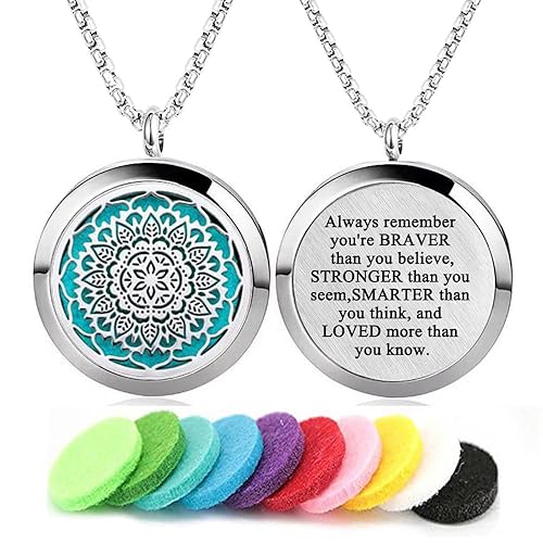 Miniatura 12 de Collar Difusor de Aceite Esencial de Aromaterapia de Acero Inoxidable Colgante Inspiracional con Medallón (Árbol de la Vida)