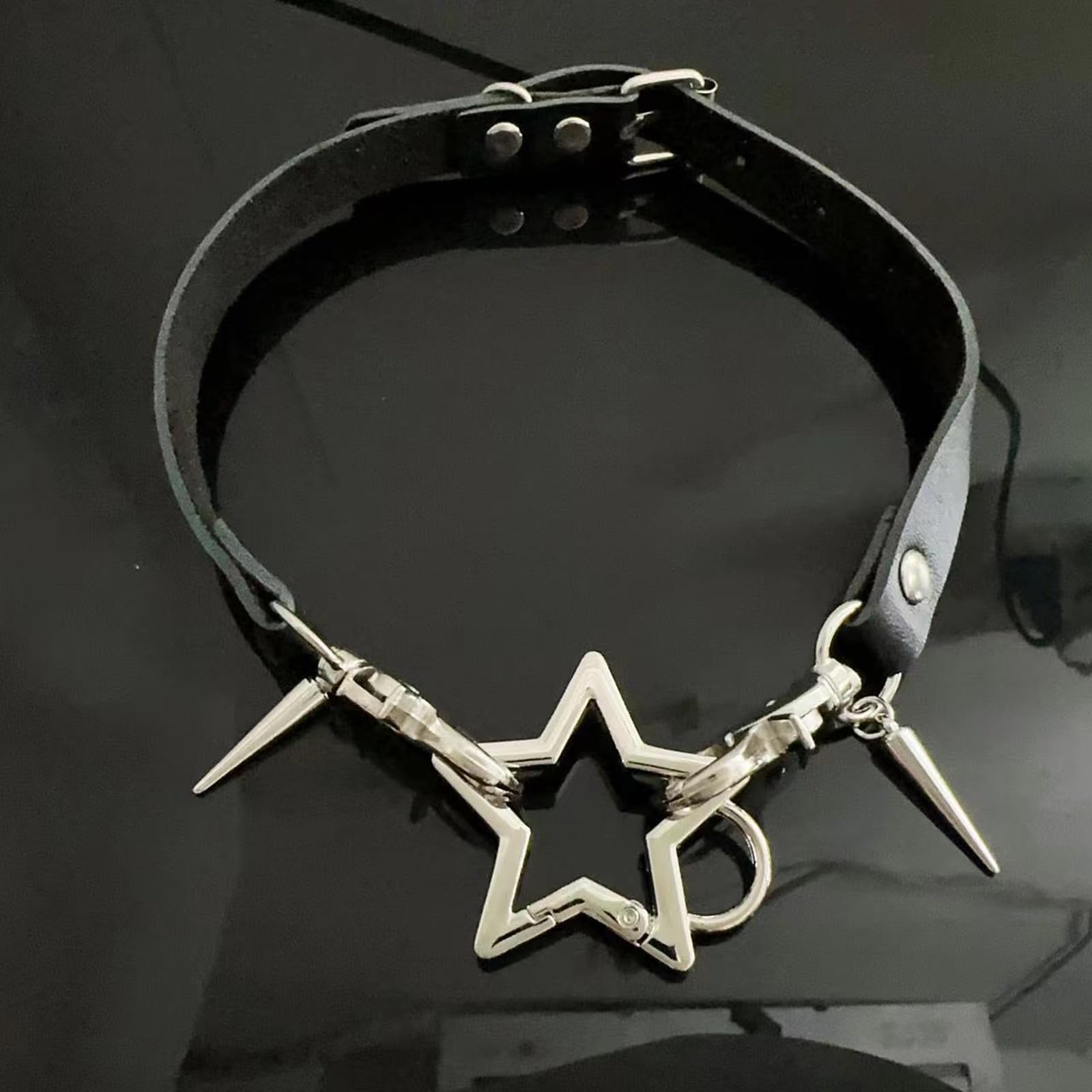 NUEYMS Pentagrams Big Bone Leathers O Style Choker DIY Star Pendant Necklace for Women Punk Aesthetic Necklace Accessory: A