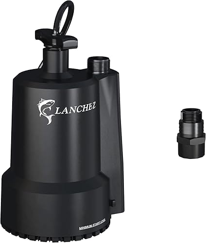 Lanchez Bomba de sumidero sumergible 12 HP 2301 GPH 31 pies, bomba de utilidad para eliminación de agua, bomba de agua para drenaje de piscina,