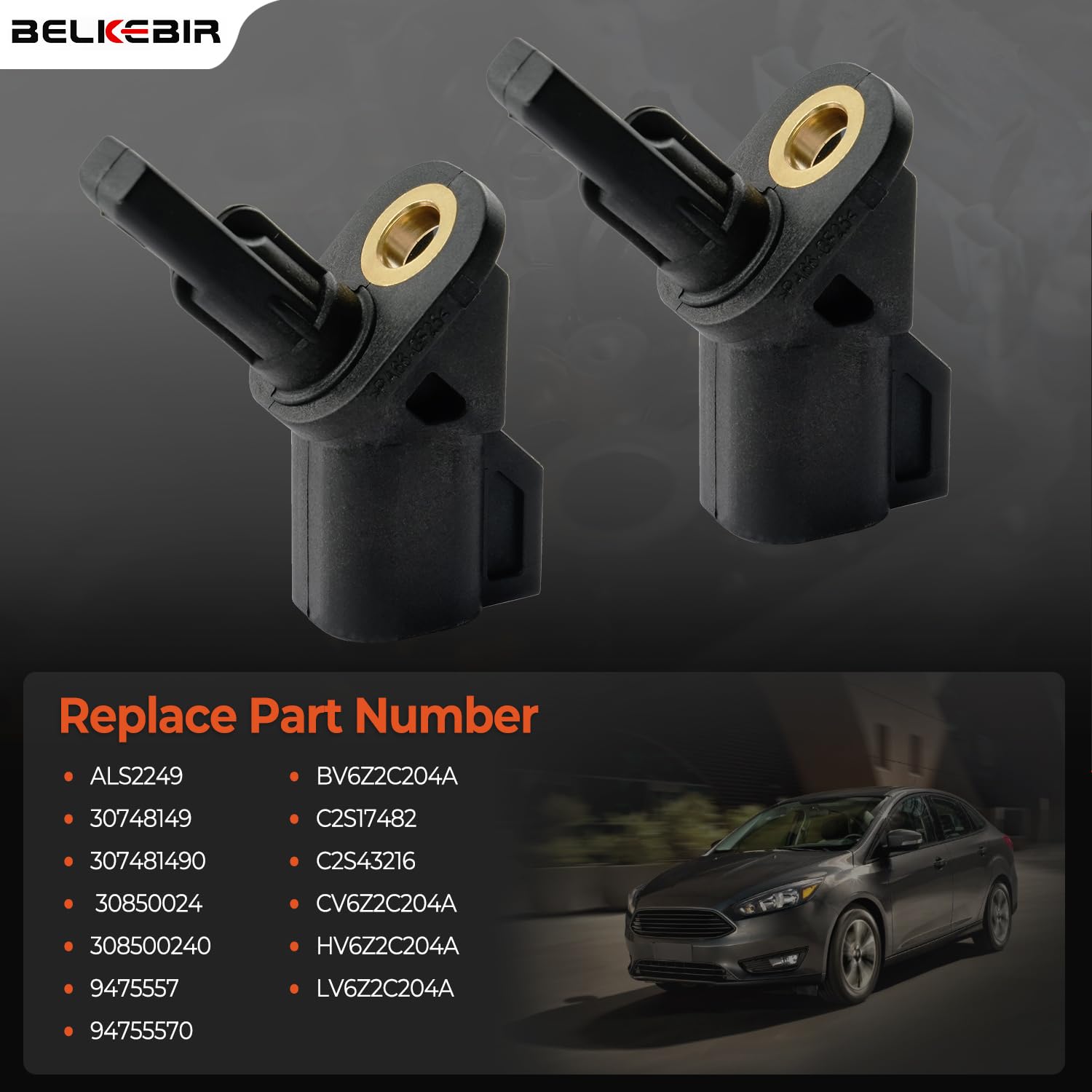 2PCS Front ABS Wheel Speed Sensor Left & Right Compatible with 2013-2018 Ford C-Max, 2013-2019 Escape, 2012-2018 Focus, 2015-2019 Lincoln MKC Replace ALS2249, ALS1839, ALS557, 30748149