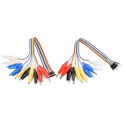 Crocodile Clip to Jump Wire, Durable 20cm Cable Copper Colourful Male Jump Wires 28cm Clamp for DIY