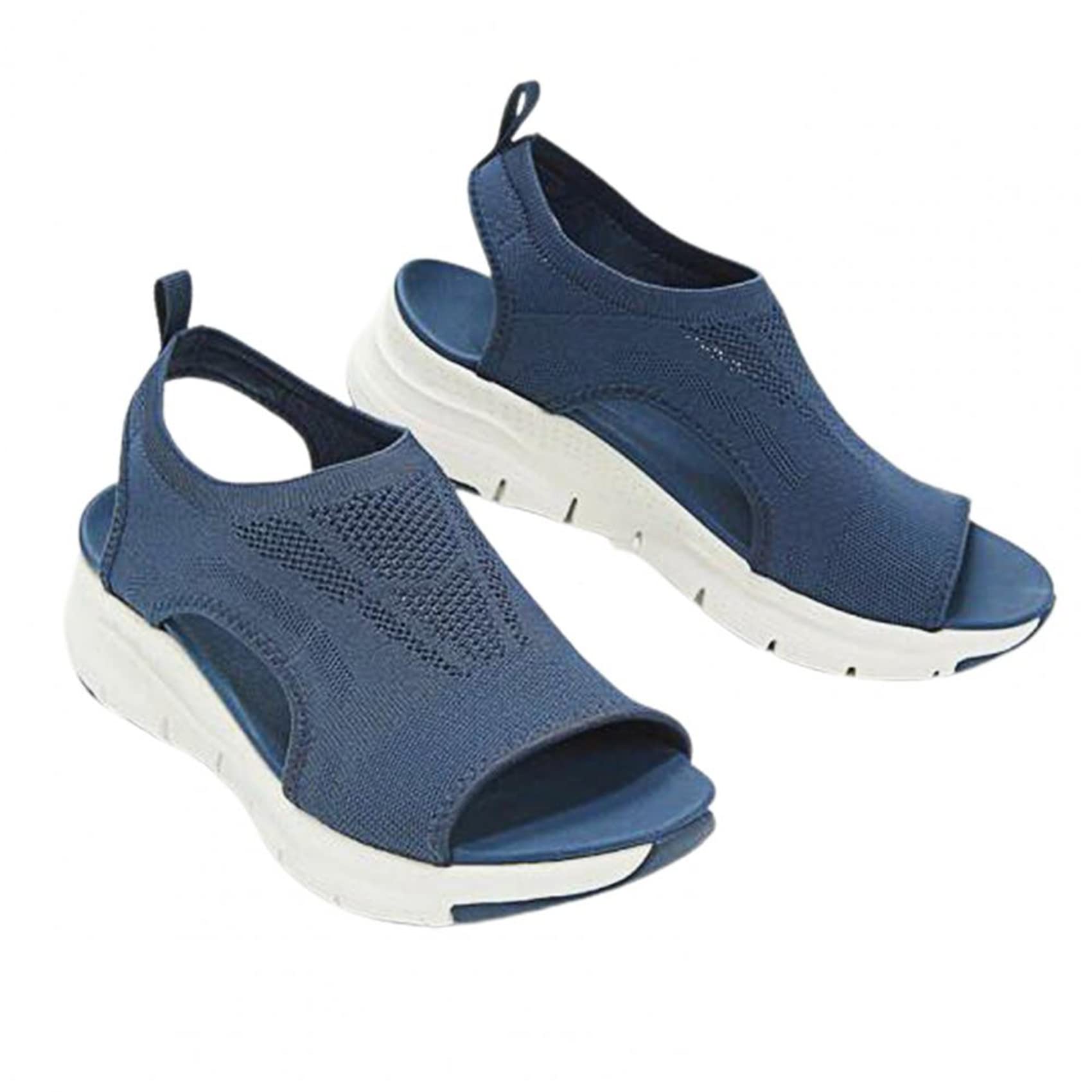 Sandali Sportivi con Cinturino alla Caviglia Lavabili Estivi Comodi Lavorati a Maglia con Fondo Spesso Sandali Casual con Bocca di Pesce Suola Morbida in Rete Scarpe Casual da Donna, Rosa, US6/EU37