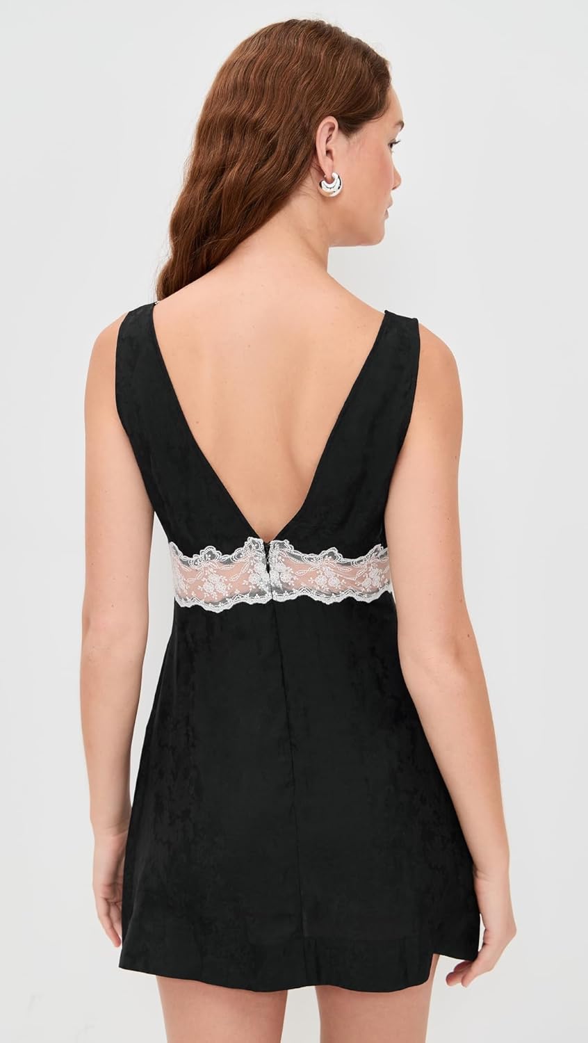 For Love & Lemons Women's Bluebird Jacquard Mini Slip Dress - Image 3
