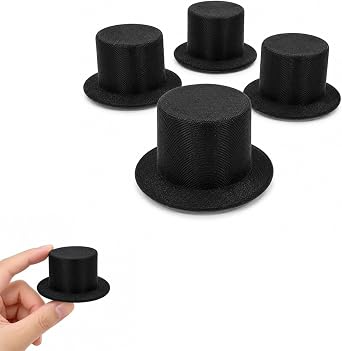 LOGOFUN 4 Pcs Mini Snowman Doll Hat for DIY Crafts Decoration Black