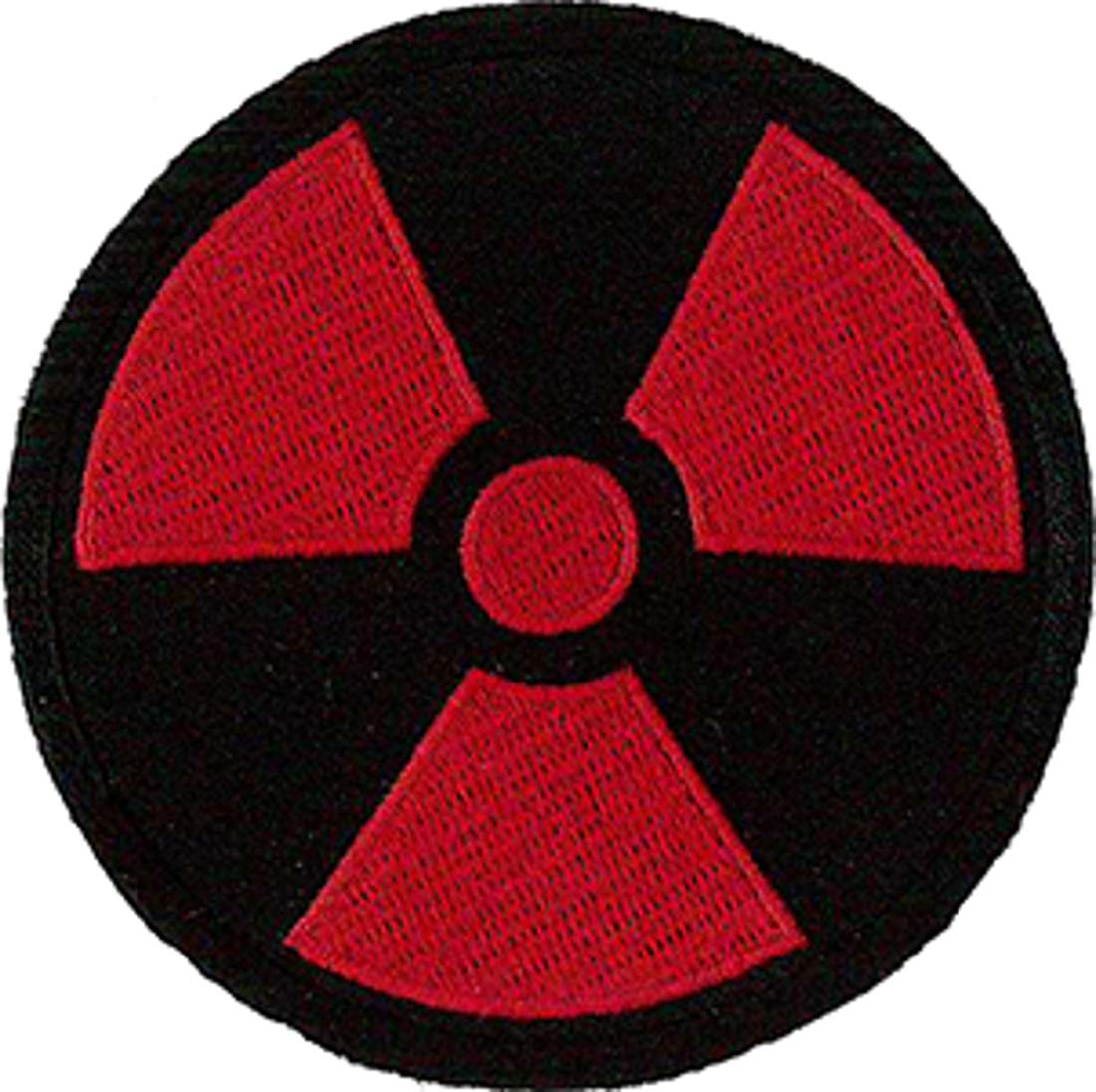 Klicnow Red Radiation Warning (Red) Embroide Patch 3" Dia (7.5Cm Dia)