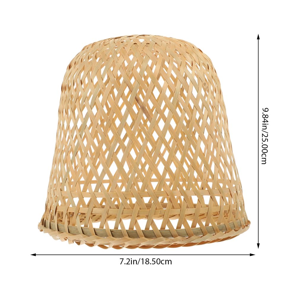 HOMSFOU 2 Pezzi Paralume In Bambù Paralume A Sospensione Intrecciato Gabbia Per Lampada In Rattan Lampadario Vintage Coprilampada In Vimini Lampade Di Protezione Per Lampada Da Tavolo
