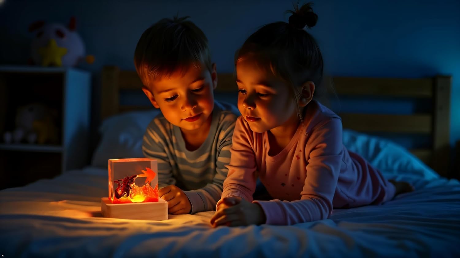 Handmade Go.dzi.lla Resin Lamp with Wooden Base, USB LED Light – 3D Fire-Breathing Monster Night Light for Bedroom, Desk, or Office Decor, Unique Collectible Gift for Fans & Adults
