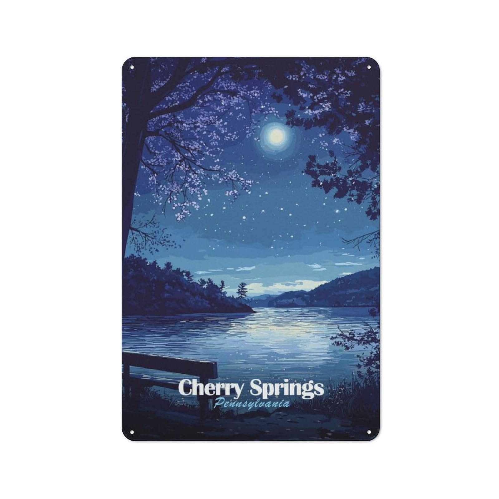 Junmoney Cherry Springs Night Sky Industrial-Style Metal Plaque 30X20cm For Hallway Wall, A Winter Wall Decor Update For Hallway Decor Lovers