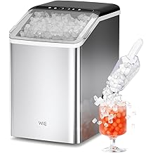 bancada WIE Nugget Ice Maker 40 LBS/24 H, fabricantes de gelo de pelota chewable 8 mins r&aacute;pida fabrica&ccedil;&atilde;o de gelo, m&aacute;quina de gelo Sonic com silencioso avan&ccedil;ado anti-escala auto-limpeza para casa/festa/RV/acampamento, a&ccedil;o inoxid&aacute;vel