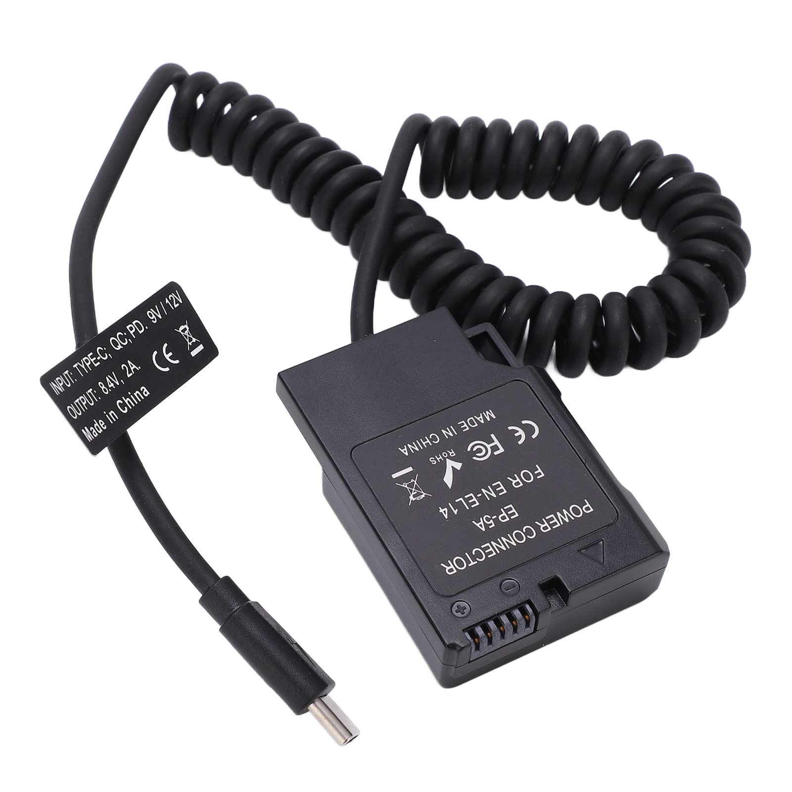 ENEL14 Dummy Battery, 35?90cm Cable TypeC 9V/12V, Latest Decoded 8.4V 2A Dummy Battery for Digital Camera for D5600 D5500 D5300