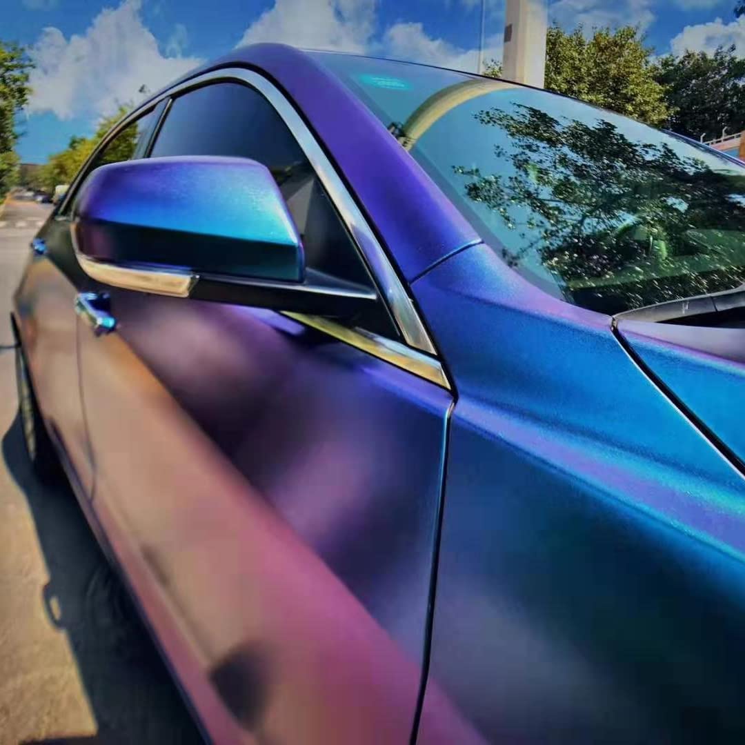 BkWrapping Pellicola Adesiva per Auto Camaleonte Blu Viola Cangiante Cromata Opaca, Pellicola Rivestimento Protezione Adesiva, Car Sticker Wrapping (300cm x 150cm)