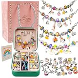 joyeria geek 【Hacer Pulseras Niñas】 - el juego de pulsera cuenta con 3 cadenas plateadas de serpiente con cadena de extensión de cierre de langosta, 3 cadenas (rosa, Negro, azul claro), 20 colgantes, 20 colgantes, 20 perlas de cristal brillantes, 3 anillos de fijación (evita que las perlas se caigan). Estas joyas son ideales para hacer tus propias pulseras.