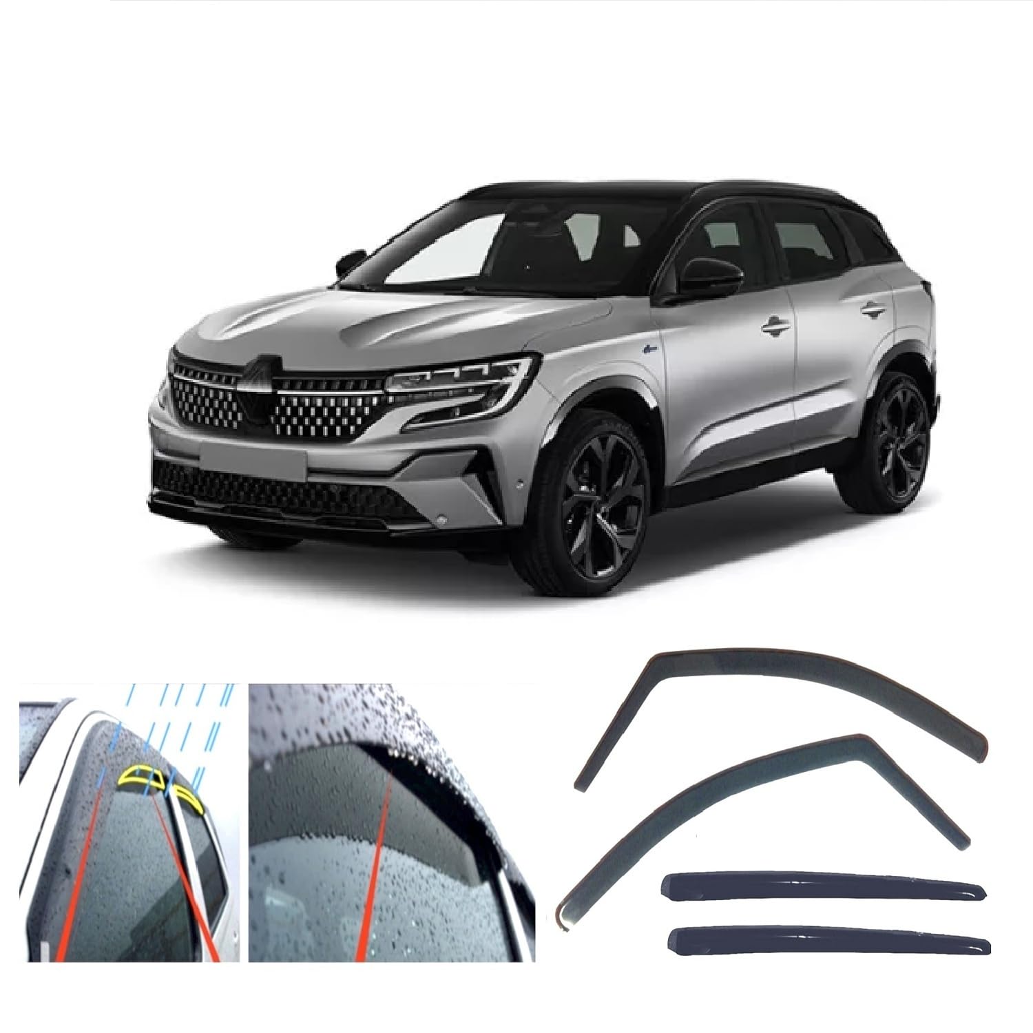 4x Rain Guards Wind Deflectors compatible with Renault AUSTRAL 2022 2023 2024 2025 2026 2027