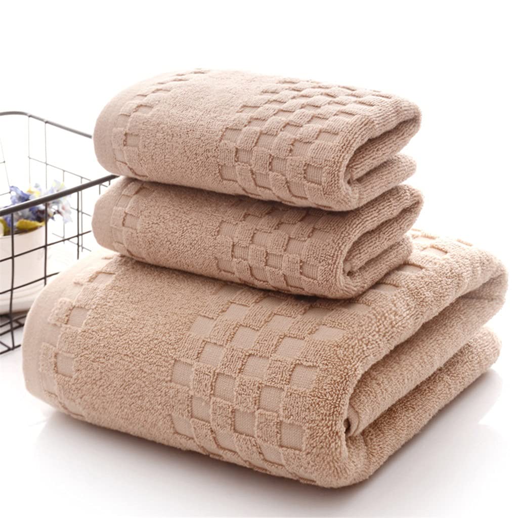 Towel 3pcs Towel Set Cotton 1 Pcs Bath Beach Towels and 2 Pcs Face Towels Set Soft and Absorbent Hotel Bathroom Beach (Color : B, Size : As Shown) (B As Shown)