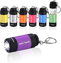 7 Pack Small LED Torch, Colorful Kids Torch with Keyring, Rechargeable Pocket Mini Torches for Camping Hiking Outdoors Gift