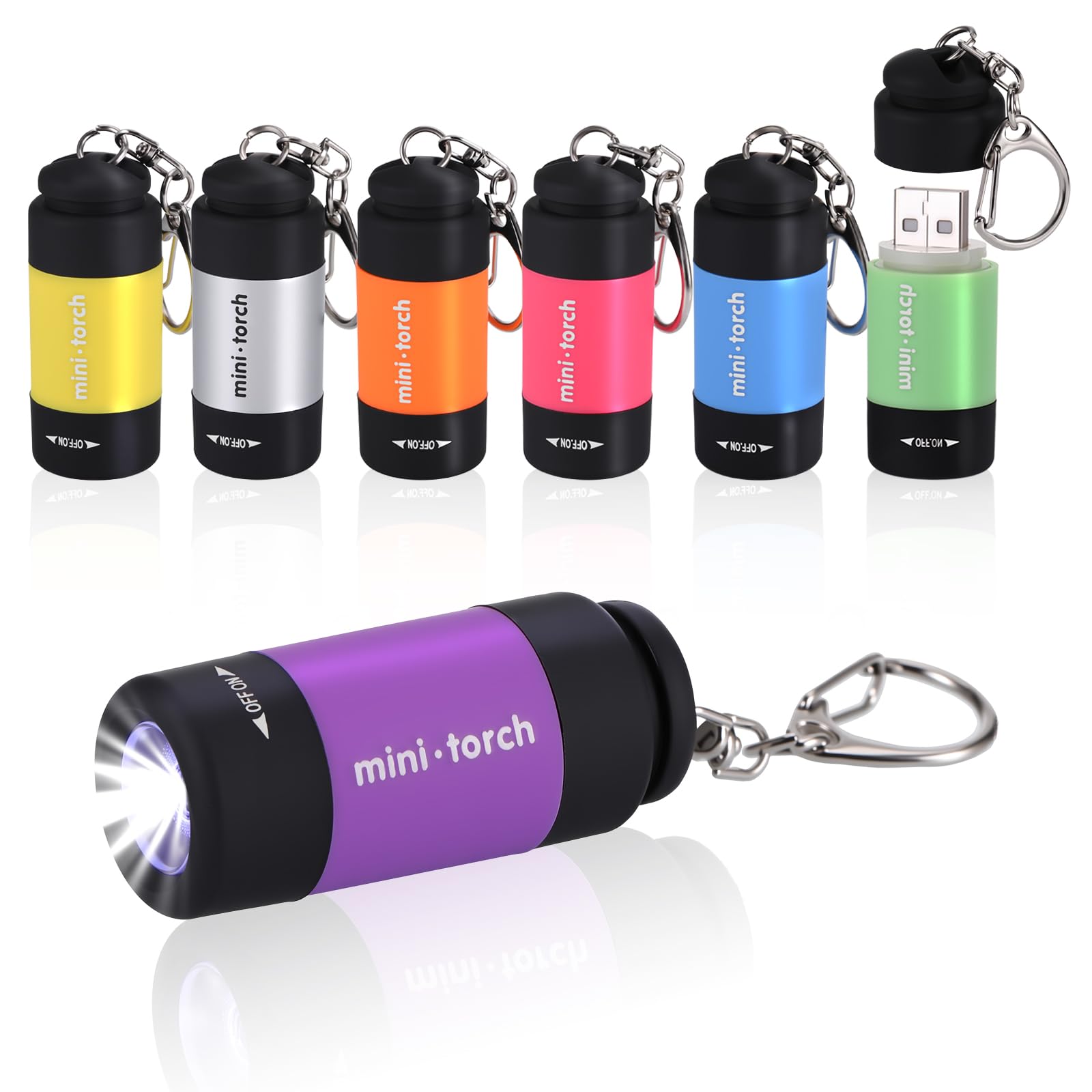 Kssvzz 7 Pack Small LED Torch, Colorful Kids Torch with Keyring, Rechargeable Pocket Mini Torches for Camping Hiking Outdoors Gift