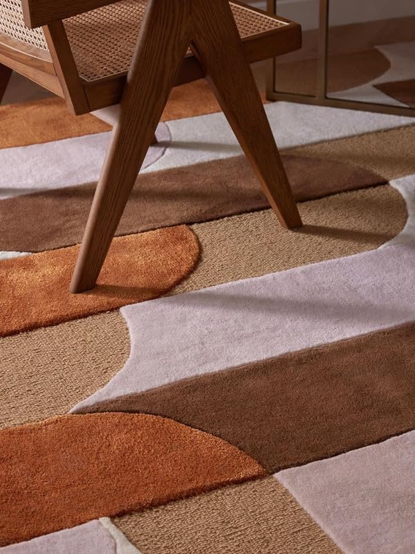 Image of Hand Tufted Modern Design Exported Collection High Low Pattern Wool Carpet for Living Room, Bedroom & Hall (Multicolor, 10 x 14 Feet)