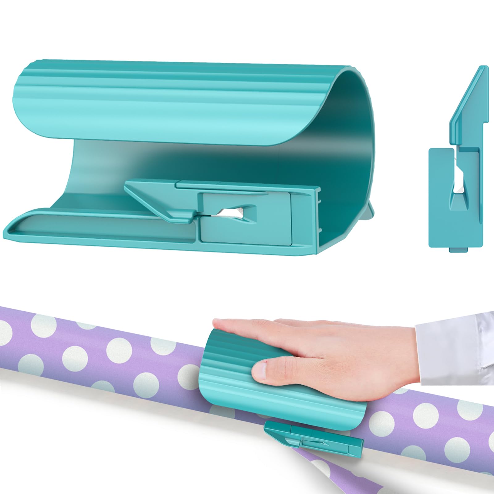 Wrapping Paper Cutter,Wrapping Paper Roll Cutter Sliding Cutter,Gift Wrap Cutter Tool,Easy Slide Roll Cutter for Christmas,Halloween,Birthday,Holiday,Crafting Wrapping Paper (Green)