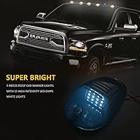 Vista 2 de 5 luces LED blancas de cabina ahumadas para techo de cabina para correr, compatible con camionetas Ram 1500 2500 3500 4500 5500 2003-2018