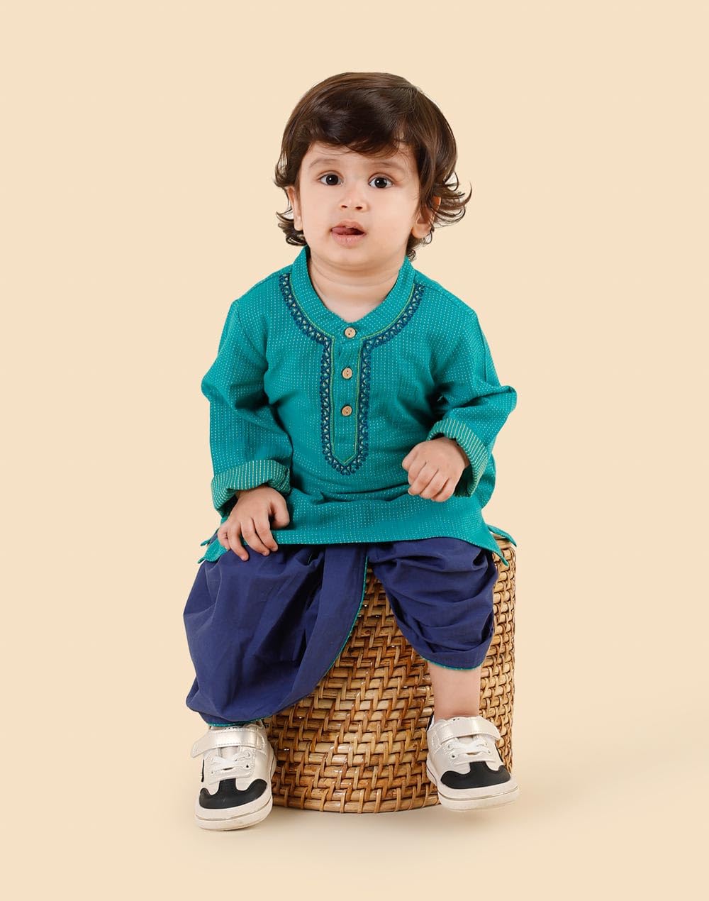 Fabindia Blue Cotton 2Pc Dhoti Set 3