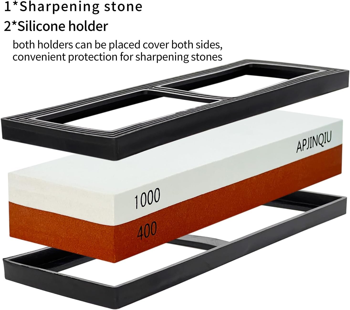 Knife Sharpening Stone Block Whetstone 400/1000 Dual Grit | Premium Material 2 Side Wet Sharpener Set Kitchen Tool for Sharping Knives, 2 Non-slip Rubber Base