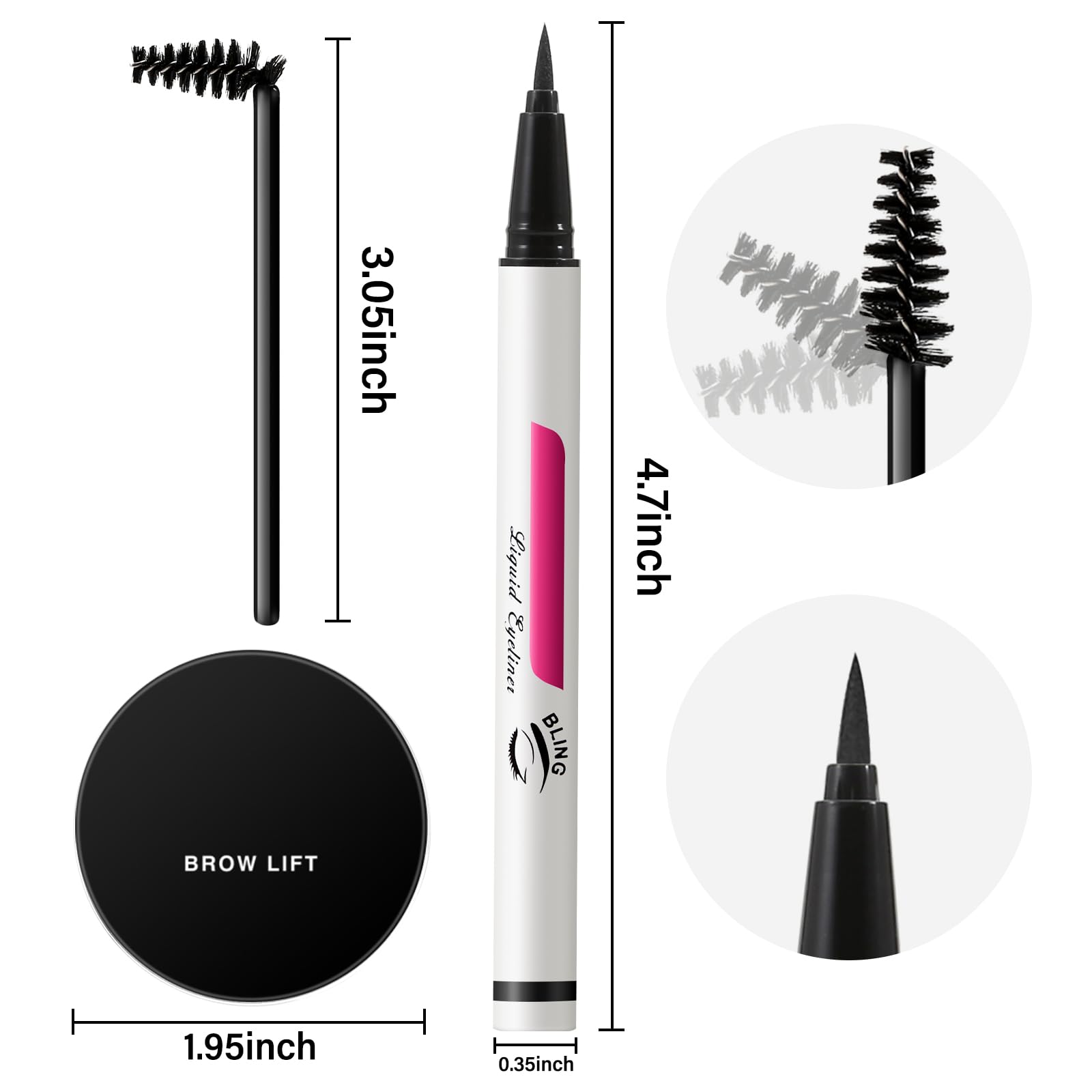 Amazon | Boobeen ブラックアイライナー＆クリアアイブロウジェル  