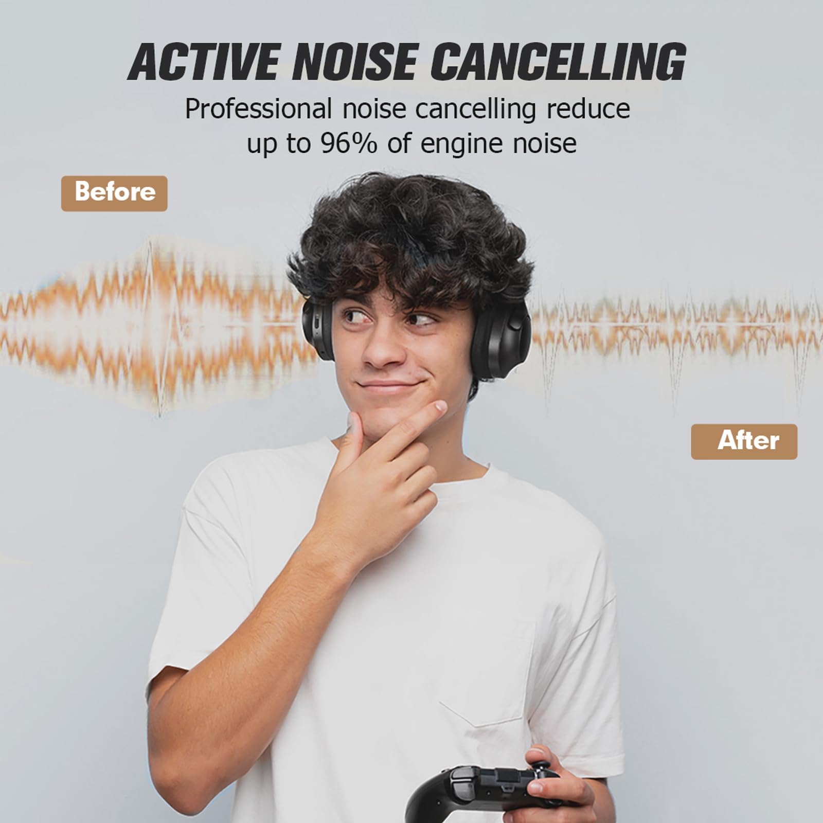 Cuffie ibride con cancellazione attiva del rumore Bluetooth ANC, senza fili, con cancellazione del rumore, cuffie over-ear per allenamento, palestra, cancellazione del suono, cuffie insonorizzate per