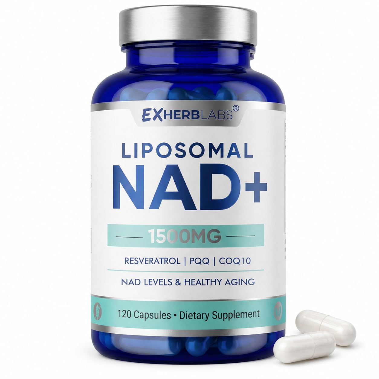NAD+ Supplement 1500 mg, with Resveratrol & COQ10, 120 Capsules