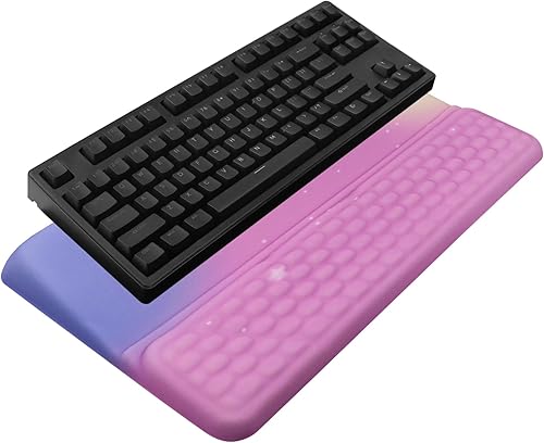 Miniatura 13 de Soporte para teclado de computadora con reposamuñecas, soporte ergonómico inclinado para teclado - Elevador de teclado con almohadilla para muñeca -