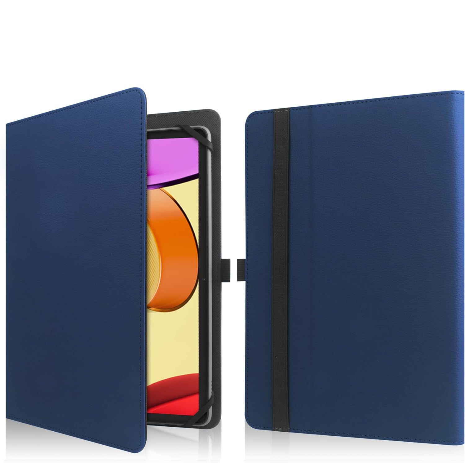 HGWALP Custodia universale per Tablet da 9-11 pollici,Multi-Viewing Angles PU Leather Stand Folio Cover con Porta Penna per 9 "10.1" 10.5 "11" Touch screen Tablet-Navy