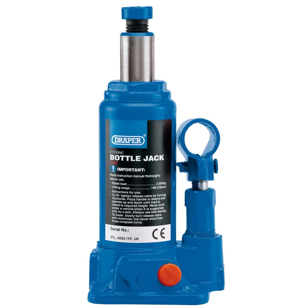 Draper 13064 Hydraulic Bottle Jack 2 Tonne
