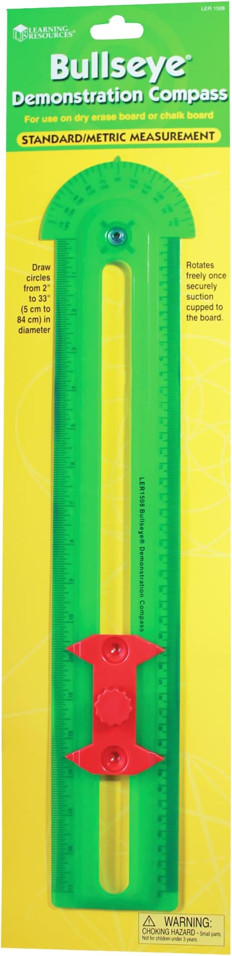 Learning Resources Bullseye Demonstration Compass, Dual-Scale Ruler, Classroom Whiteboard Accessories, Teacher Aids, Grades 1+, Ages 6+ (LER1508)