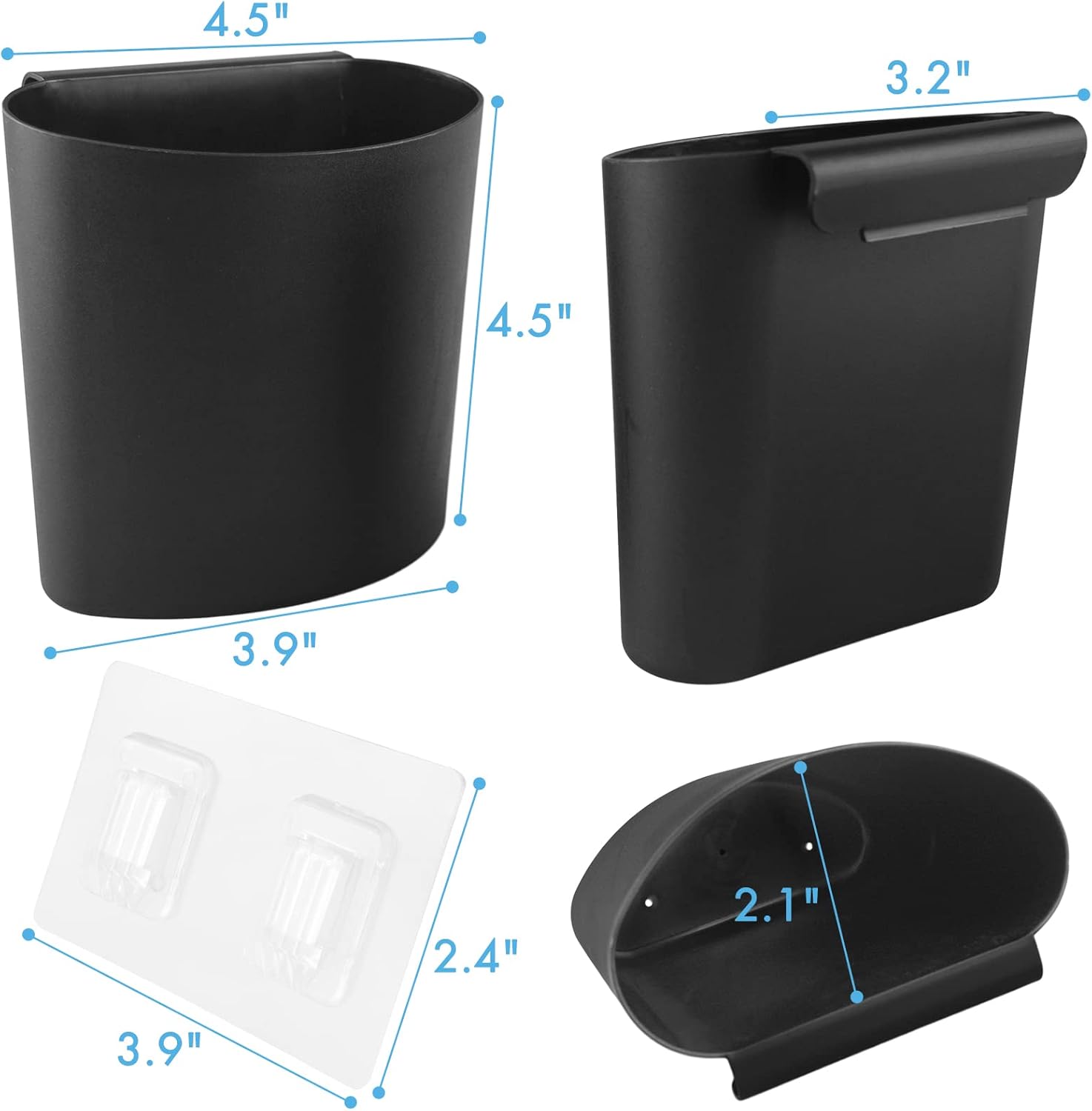 4 Pack Wall Caddy Pen Holders, White & Black Pencil Cups Organizer for Marker/Remote/Crayon/White Board, with Adhesive Stickers, Office Craft Class Kids Room Art Rolling Cart Hanging Cups - Image 2