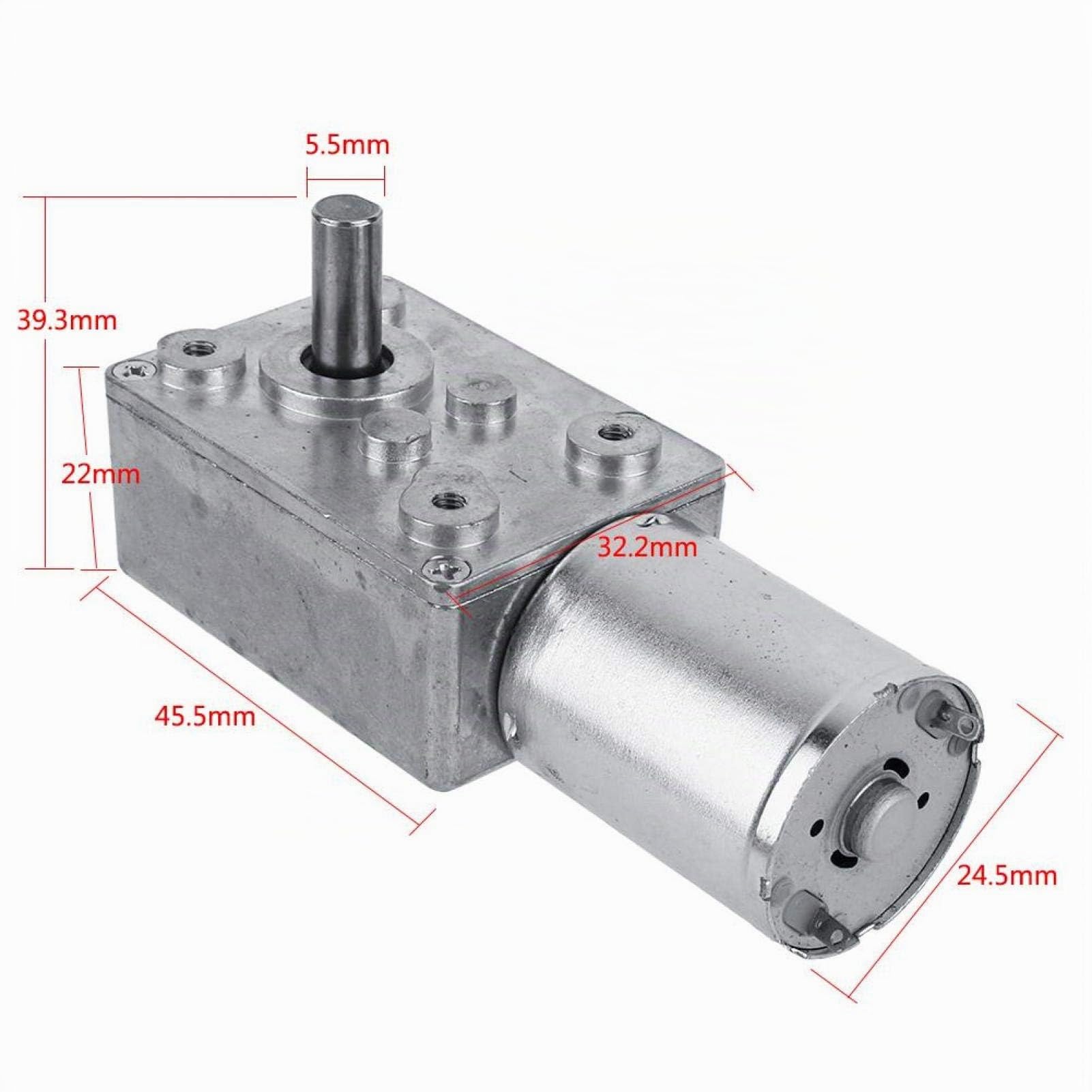 DC 12V Moteur Electrique de Réduction Réversible Turbine à Couple Elevé Boîte à Engrenages à Vis sans Fin(6RPM)