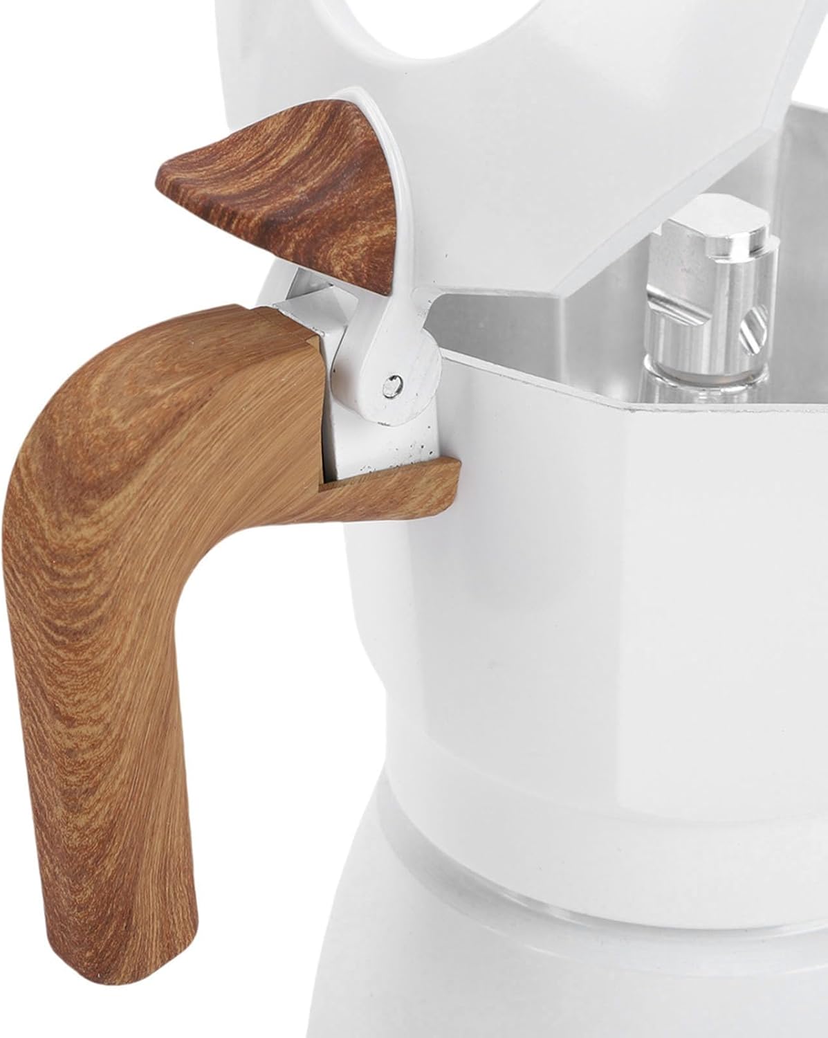 Zerodis Coffee Makers Coffee Cups 2 Cup Aluminum Alloy Dual Valve Design Wood Handle Fast Brewing Kettle Outdoor Coffeepot Stovetop Maker Pot Stovetop Pot,Vintage (White)