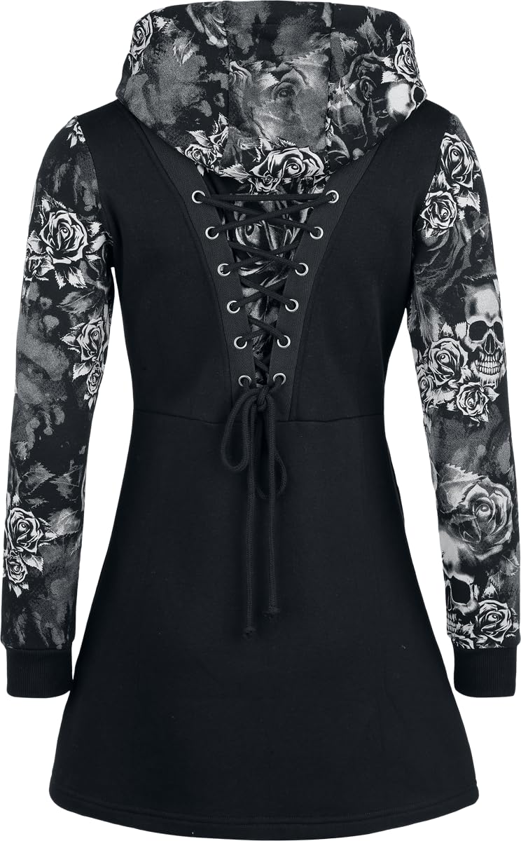 Black Premium by EMP Damen schwarze Kapuzenjacke mit Schnürungen