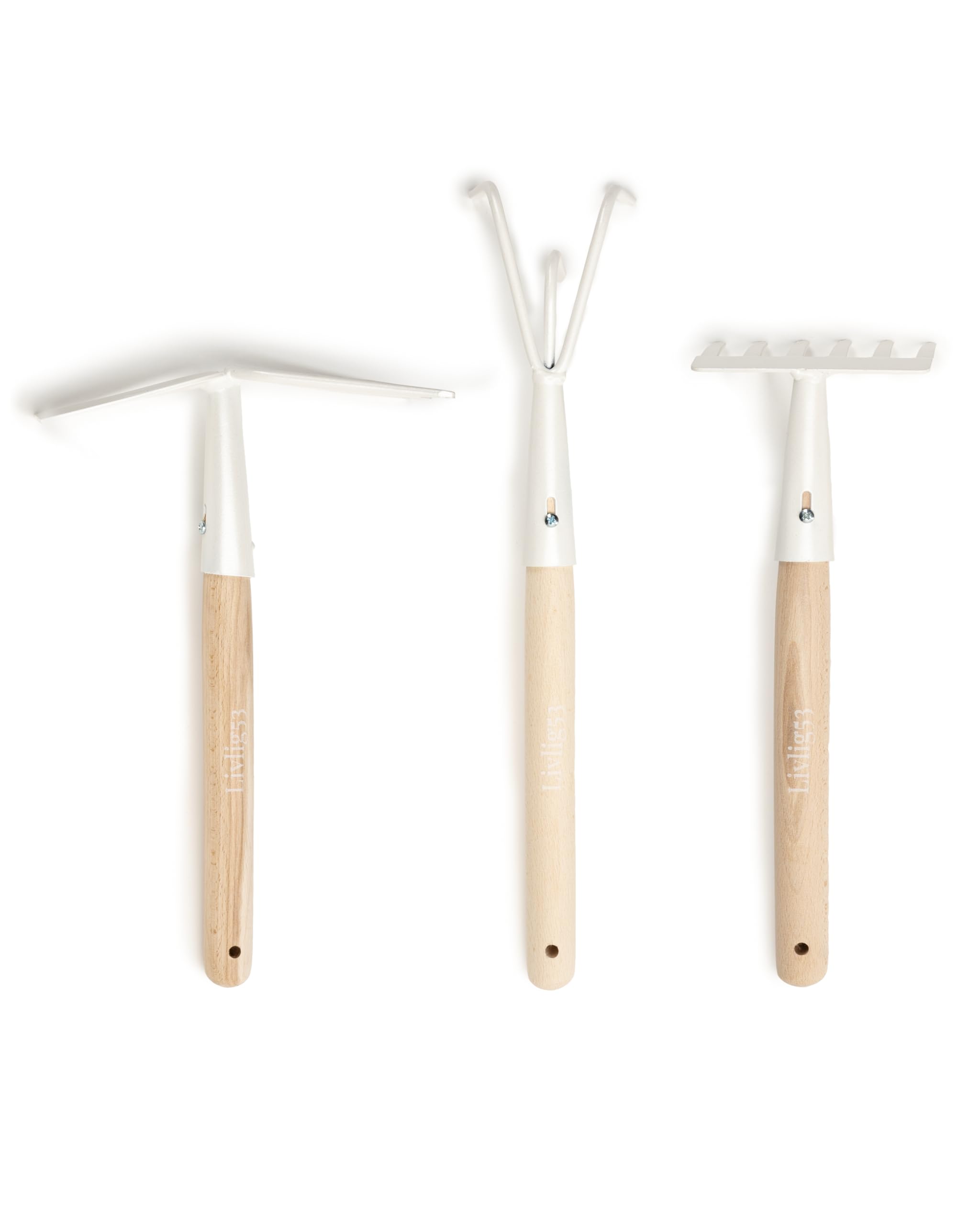 LIVLIG Garden Tool Set - Hand Shovel, Rake, Hoe with Fork, Steel and Oak Wood Gardening Tools, Gift for Women, Perfect Garden Hand Tools for Garden Care