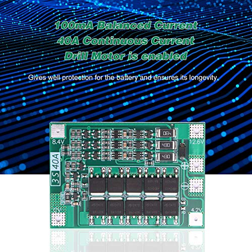 Romacci Placa de proteção de bateria de íon de lítio série 3 11.1V 12.6V 40A Placa de proteção de cé