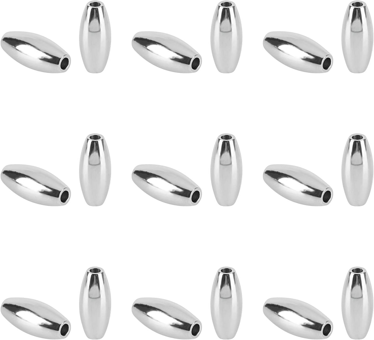 40Pcs Metal Tube Spacer Beads Silver Beads for Jewelry