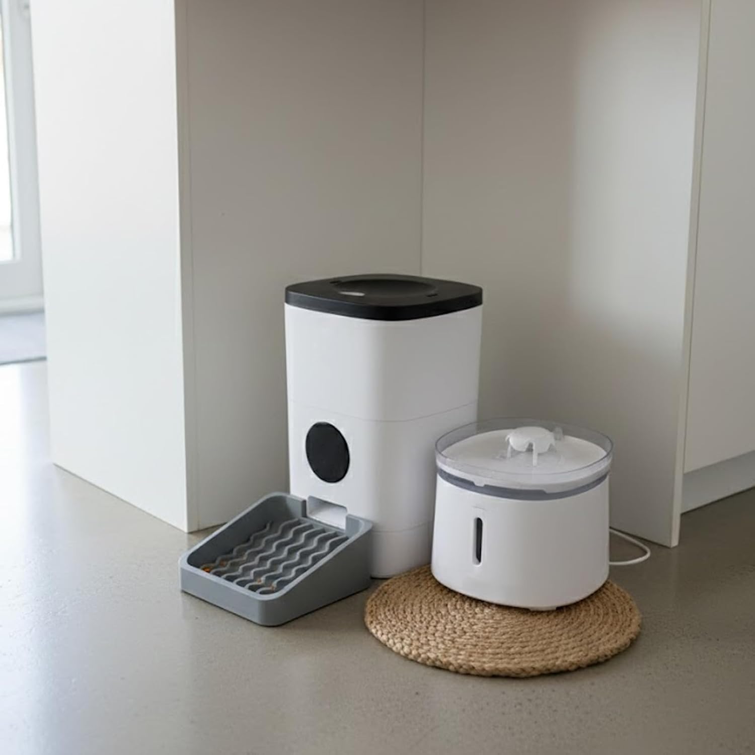 Slow Feeder Cat Bowl - Compatible with Petlibro Cat Feeder, Carbon Fiber Pet Dish for Healthy Eating, Anti-Vomiting & Portion Control (White)