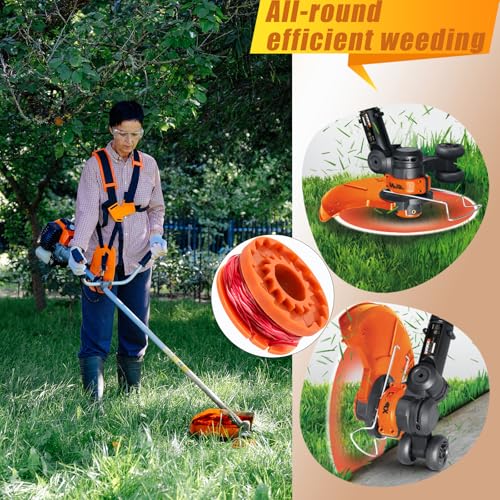 Wa0004 Spool for Worx Wa0004 Replacement Spools, 10ft 0.065" Line Spool for Worx Weed Eater String, Replacement Line Spool for Worx Wa0004 Wa0010 WG151 WG163 WG170 String Trimmers(12 Spools+2Caps)