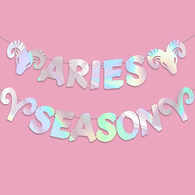 Aries Season Banner, Aries Season Birthday Party Iridescent Aries Banner -12 Constellation Zodiac aries Birthday Party Decorations, March/April Bhday Decorations