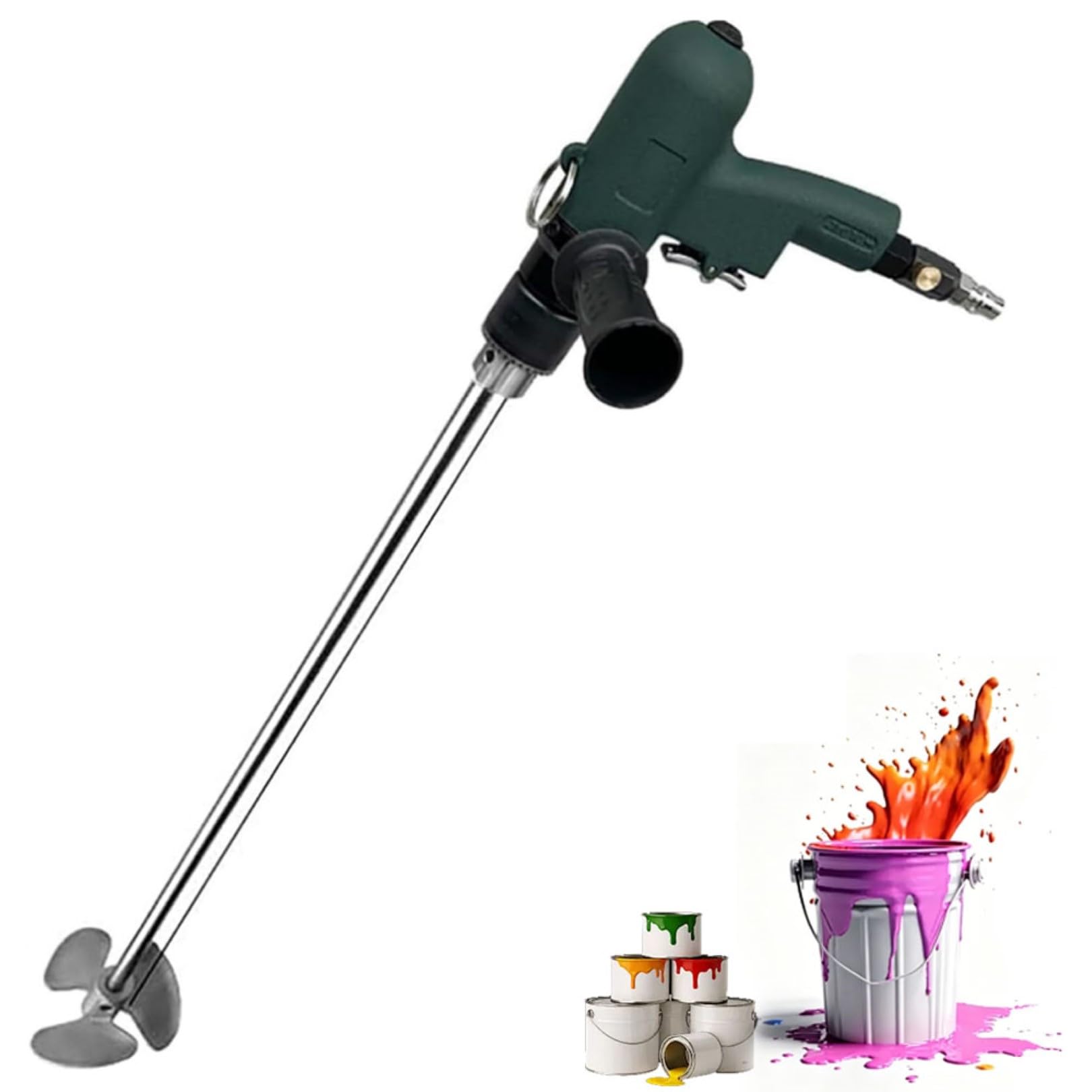 Mezclador neumático portátil de velocidad ajustable con marcha atrás, agitador de aire de mano de 1800 RPM para pintura, masilla, recubrimientos
