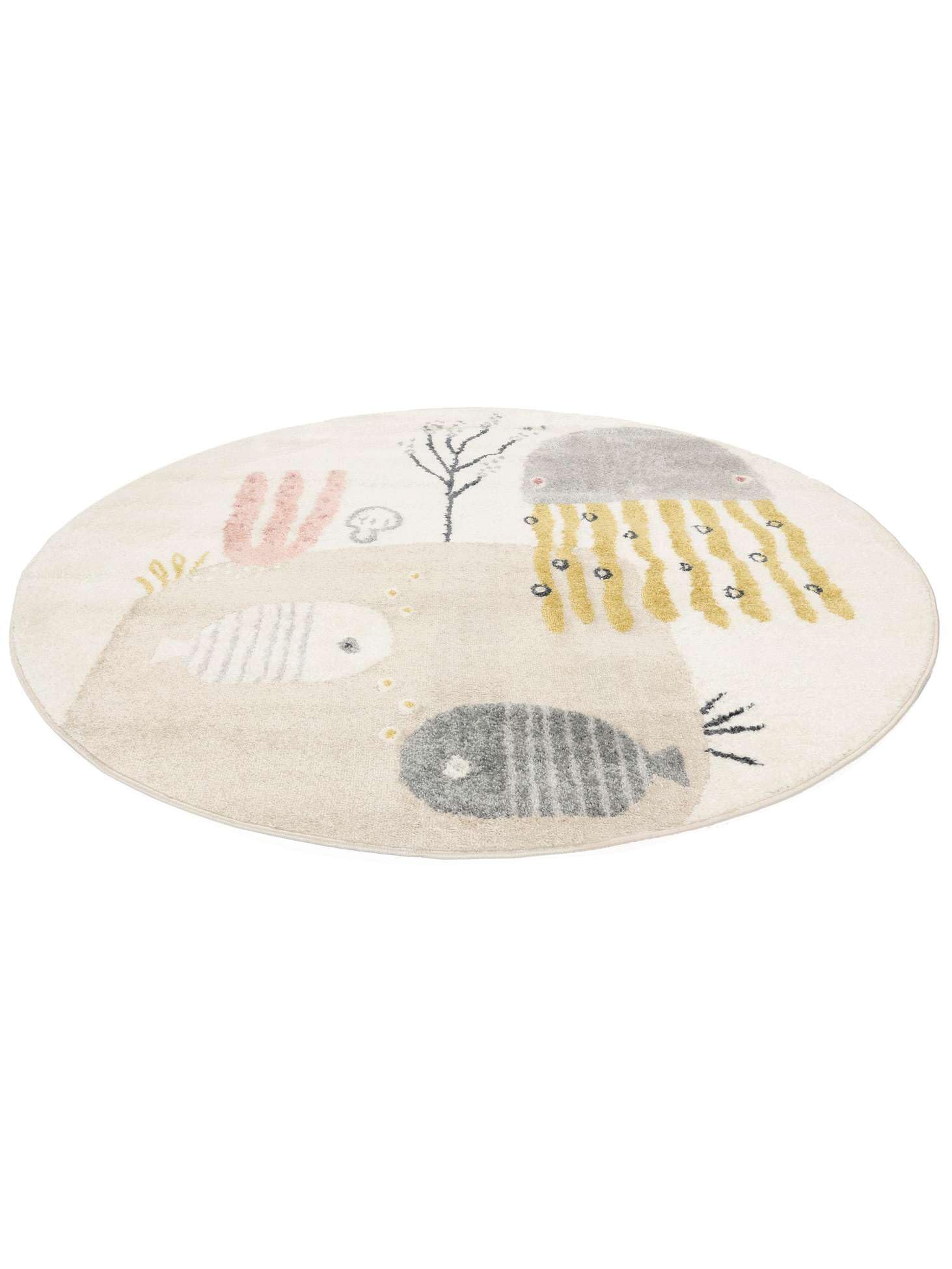 RugVista Octo Alfombra Infantil, Ø 150 cm, Rosa | Modernas, Niños, Redondo, Pelo medio, Limpieza en seco, Oeko-Tex 100, Sin productos químicos peligrosos, Cuarto del bebé
